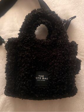 Marc Jacobs Black Shearling Mini Tote with Removable Strap